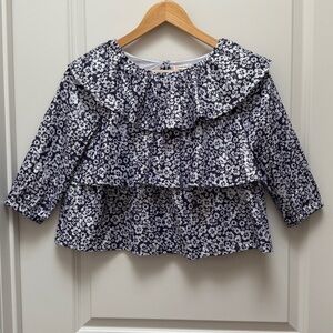 Crewcuts Floral Ruffle Tiered Metallic Blouse Size 10